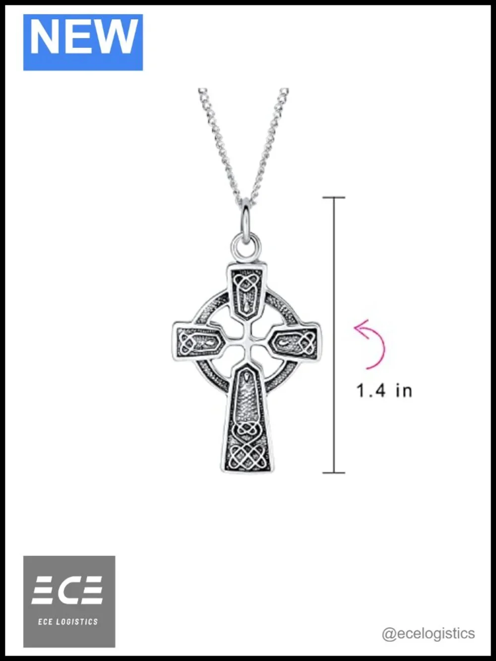 Celtic Knot Infinity Trinity Cross Pendant Necklace .925 Sterling Silver